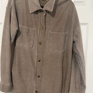 Thread & Supply Taupe Ribbed Shirt Jacket